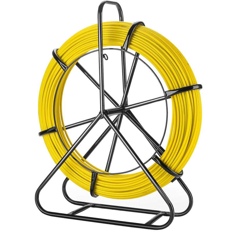 Fiberglass 6MM 328FT Fish Tape Duct Rodder Fish Tape Puller Durable Steel Reel Stand