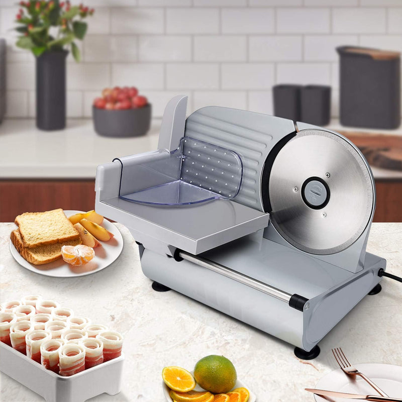 7.5" Electric Deli Food Slicer 200W Meat Slicer with Two Removable Stainless Steel Blades and Pusher