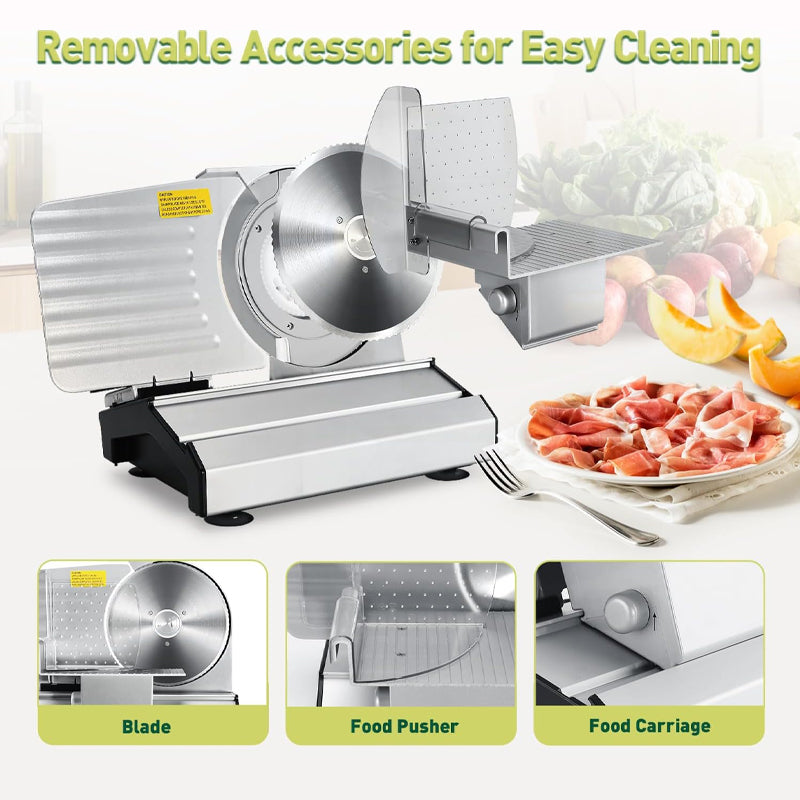 Electric Meat Slicer with Two 7.5" Stainless Steel Blades Adjustable Thickness Deli Food Slicer