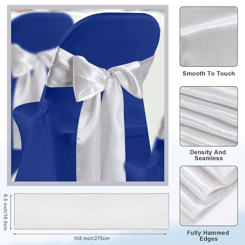 Folding Chair Cover Set 25 Stretch Spandex Slipcovers + 25 Chair Bows for Wedding Event Party