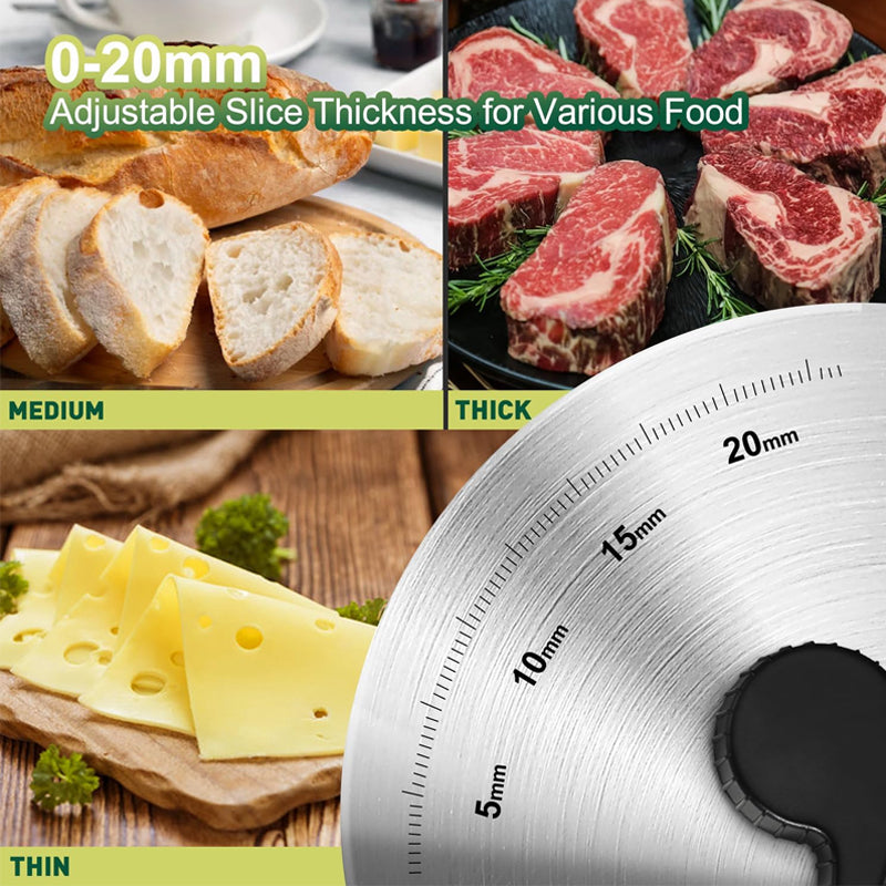 Electric Meat Slicer with Two 7.5" Stainless Steel Blades Adjustable Thickness Deli Food Slicer