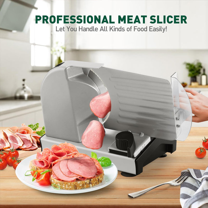 Electric Meat Slicer with Two 7.5" Stainless Steel Blades Adjustable Thickness Deli Food Slicer