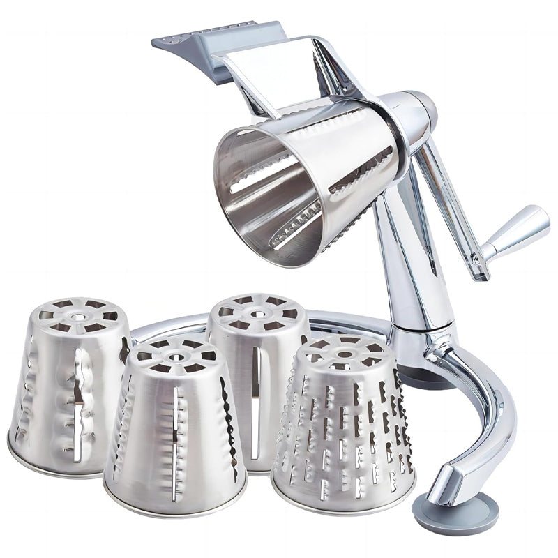 Manual Rotary Cheese Grater with 5 Interchangeable Blades Manual Cheese Mandoline for Fruit Vegetables