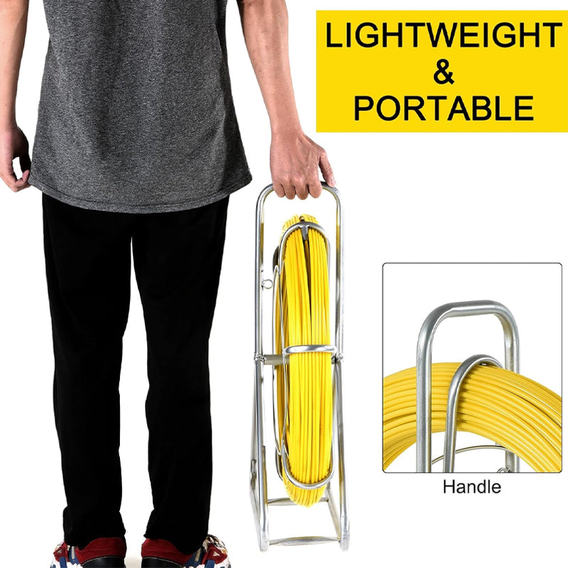 Duct Rodder Fish Tape 6MM 150M/492FT Fiberglass Wire Puller Wire Cable Running Rod