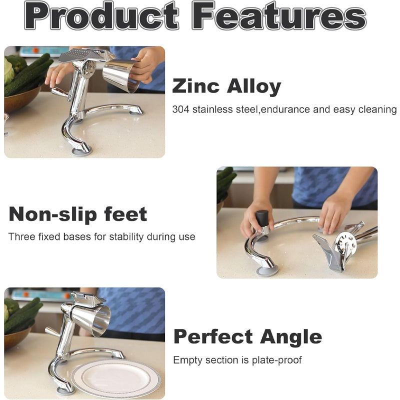 Manual Rotary Cheese Grater with 5 Interchangeable Blades Manual Cheese Mandoline for Fruit Vegetables