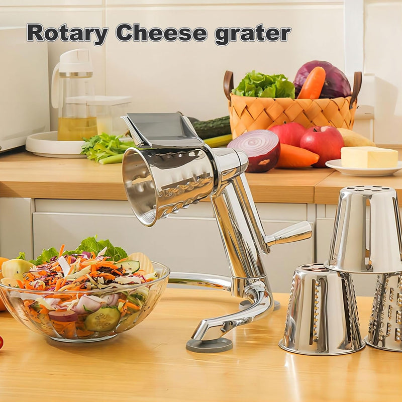 Manual Rotary Cheese Grater with 5 Interchangeable Blades Manual Cheese Mandoline for Fruit Vegetables