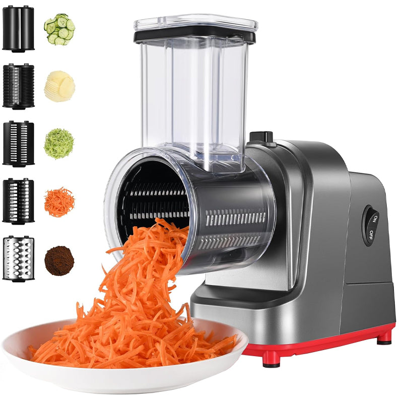Electric Cheese Grater 250W Salad Maker With 5 Different Blades Food Cutter for Vegetables and Cheeses