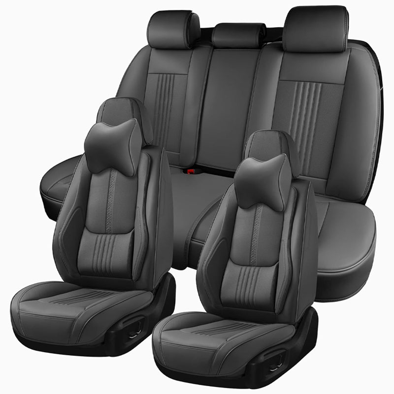 Waterproof Leather Car Seat Covers with Head Pillow Auto Seat Protectors Full Set