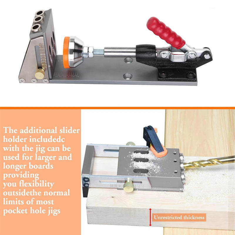 Pocket Hole Jig Kit All-Metal Pocket Screw Jig Professional Woodworking Dowel Jig Kit