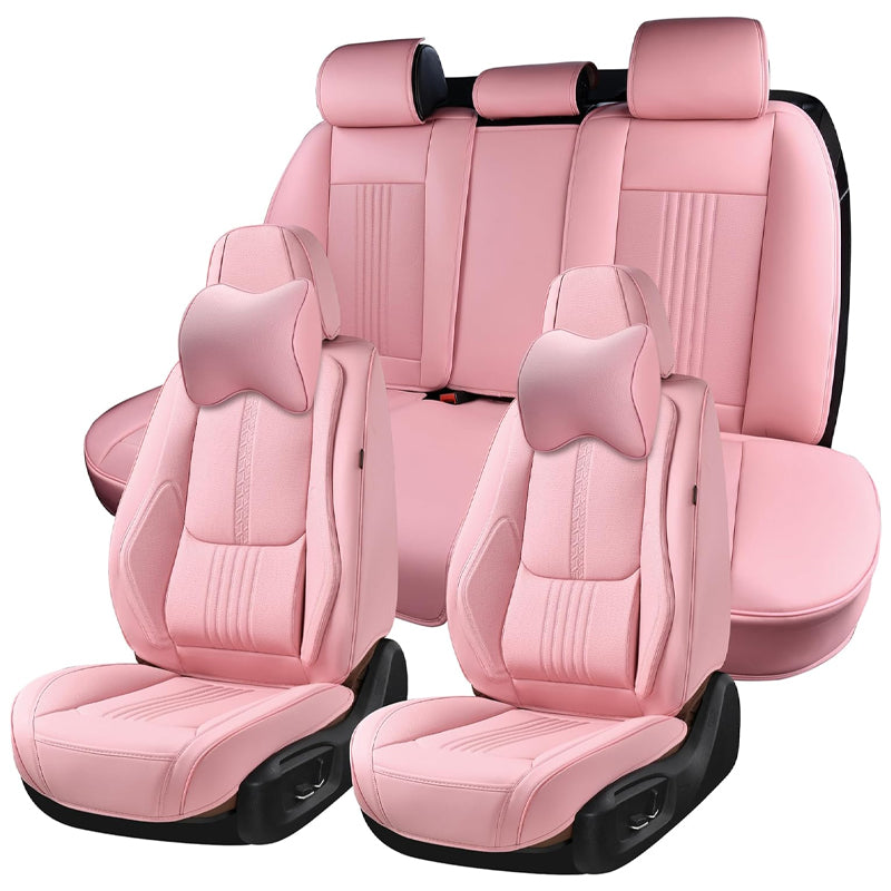 Waterproof Leather Car Seat Covers with Head Pillow Auto Seat Protectors Full Set