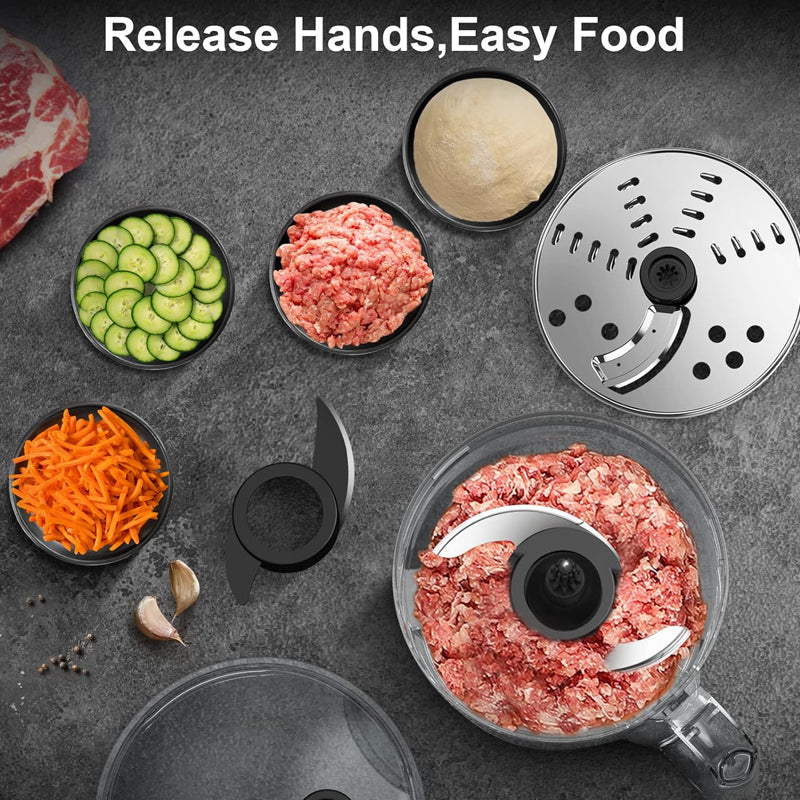 Food Processor 600W 7-Cup Professional Vegetable Chopper for Chopping Slicing Purees Dough