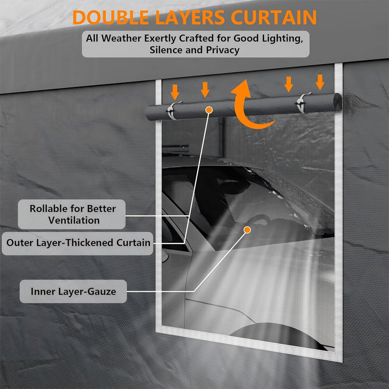 Heavy Duty Carport 10' × 20' Garage Shelter with Removable Sidewalls & Doors Car Canopy