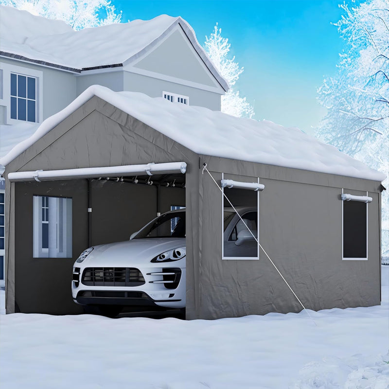 Heavy Duty Carport 10' × 20' Garage Shelter with Removable Sidewalls & Doors Car Canopy