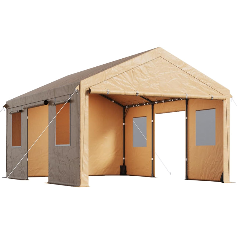 12' × 20' Carport with Roll-up Ventilated Windows Heavy Duty Car Canopy for SUV Truck Boat