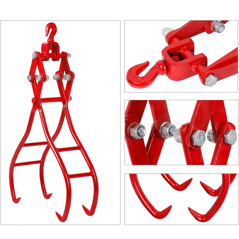 36 inch 4 Claw Log Grapple for Logging Tongs Timber Claw Hook 3000 lbs Loading Capacity