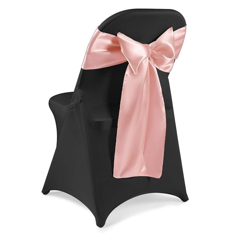 Folding Chair Cover Set 25 Stretch Spandex Slipcovers + 25 Chair Bows for Wedding Event Party