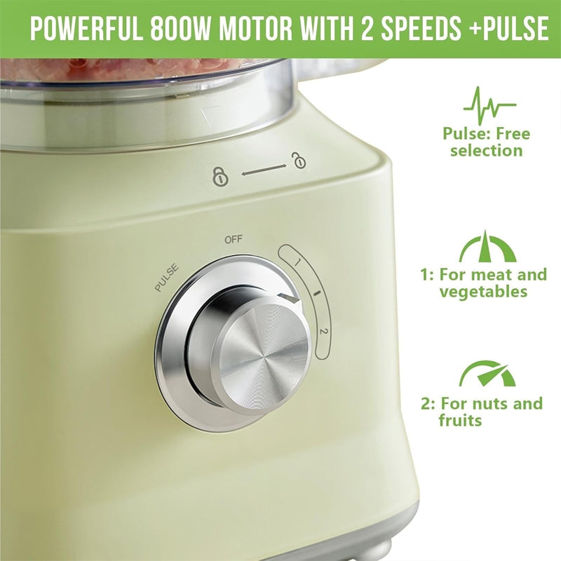 800W Food Processor 8-Cup Multifunctional Vegetable Chopper Stainless Steel Blade and Dough Blade