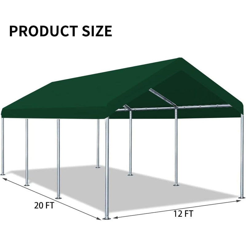 Carport Replacement Cover 12 x 20 FT with Ball Bungees Car Tarp Canopy Tent Replacement Top