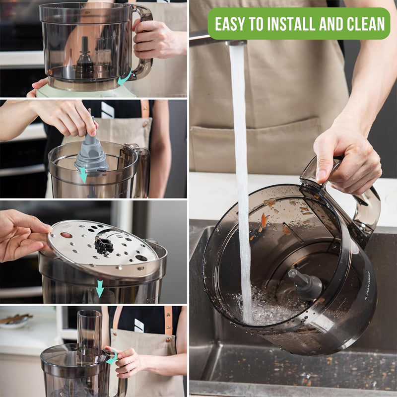 800W Food Processor 8-Cup Multifunctional Vegetable Chopper Stainless Steel Blade and Dough Blade