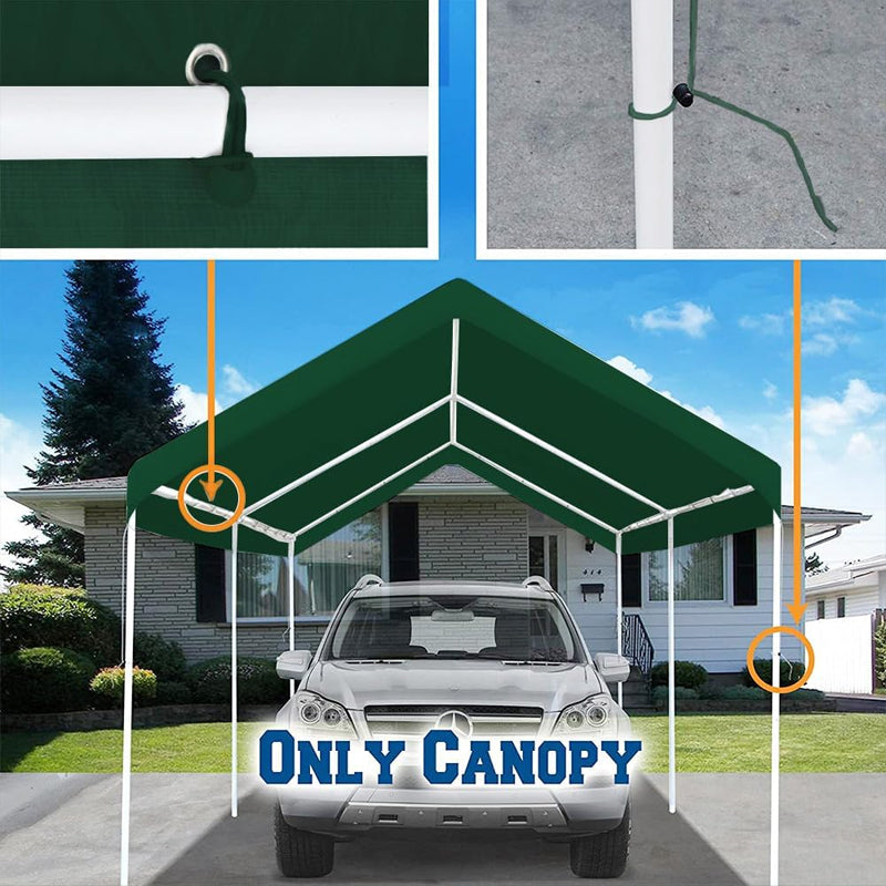Carport Replacement Cover 12 x 20 FT with Ball Bungees Car Tarp Canopy Tent Replacement Top