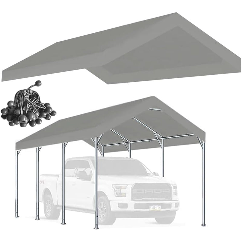 Carport Replacement Cover 10 x 20 FT Heavy-Duty Waterproof & UV Protected Canopy Cover
