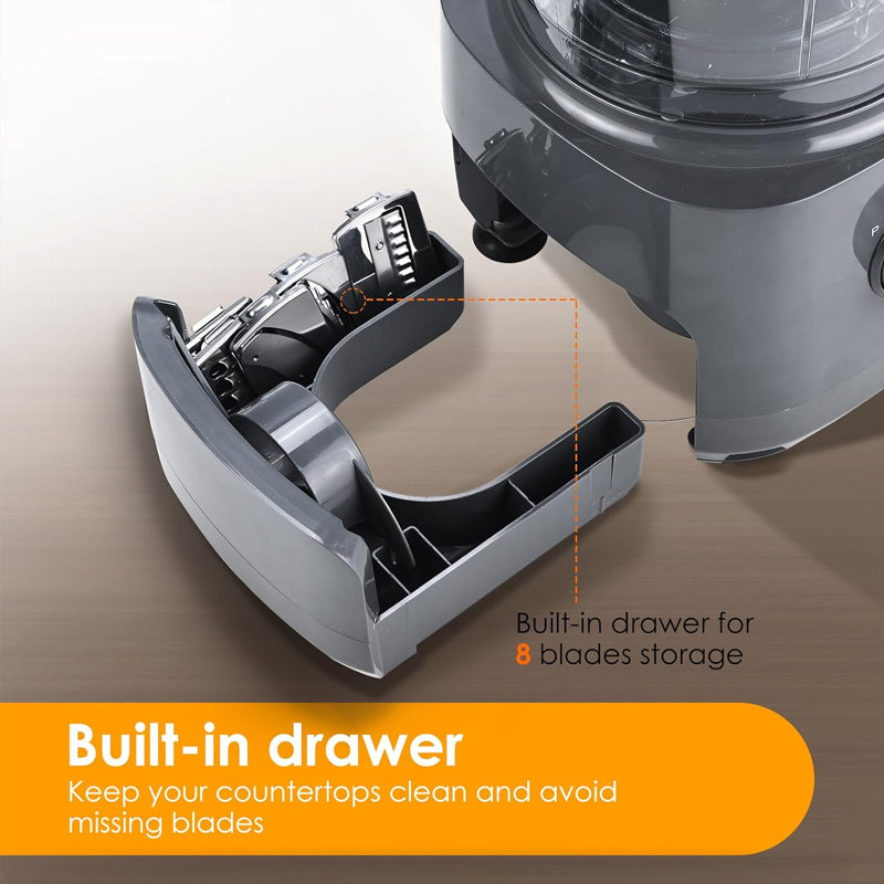7-Cup Food Processor Food Processor 600W Small Food Processor with 10 Set Blades for Home Use