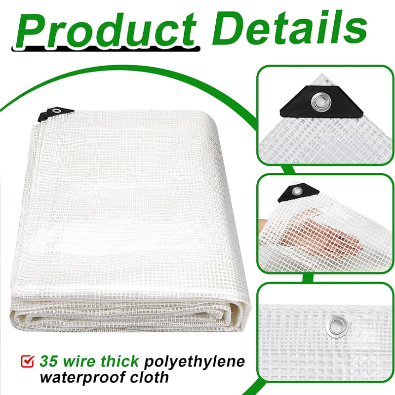 30 x 20ft Tarp Waterproof 14 Mil Heavy Duty Plastic Covering Sheeting with Grommets