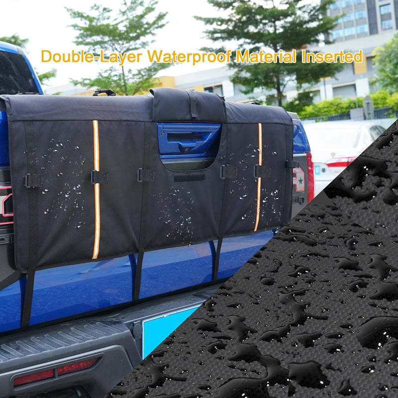 52'' Tailgate Pad 5-Bike Pickup Truck Tailgate Protection Pad with 3 Tool Pockets