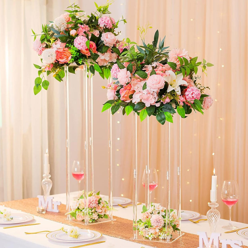 31.5 inch Tall Wedding Flower Stand Acrylic Vase 2PCS Floral Display Rack