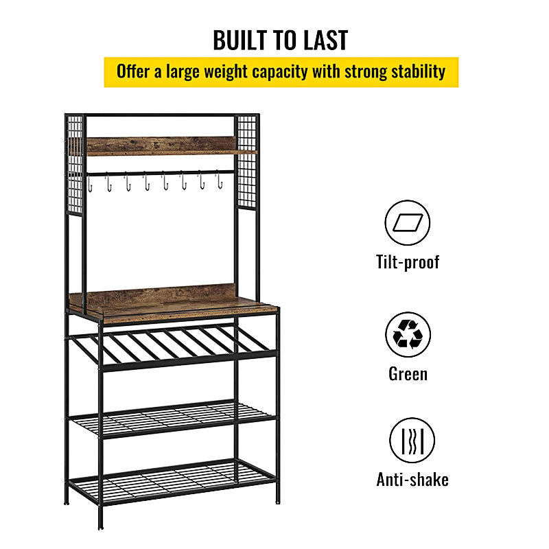 Kitchen Wine Bread Racks, Microwave Racks, Kitchen Shelves With Side Hooks, Kitchen Shelves With Storage Space, Wine Racks, Witchen Utility Storage Shelves