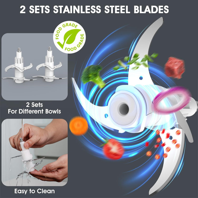 Electric Meat Grinder with 2 Bowls Food Processor 400w Electric Food Chopper with 2 Blades