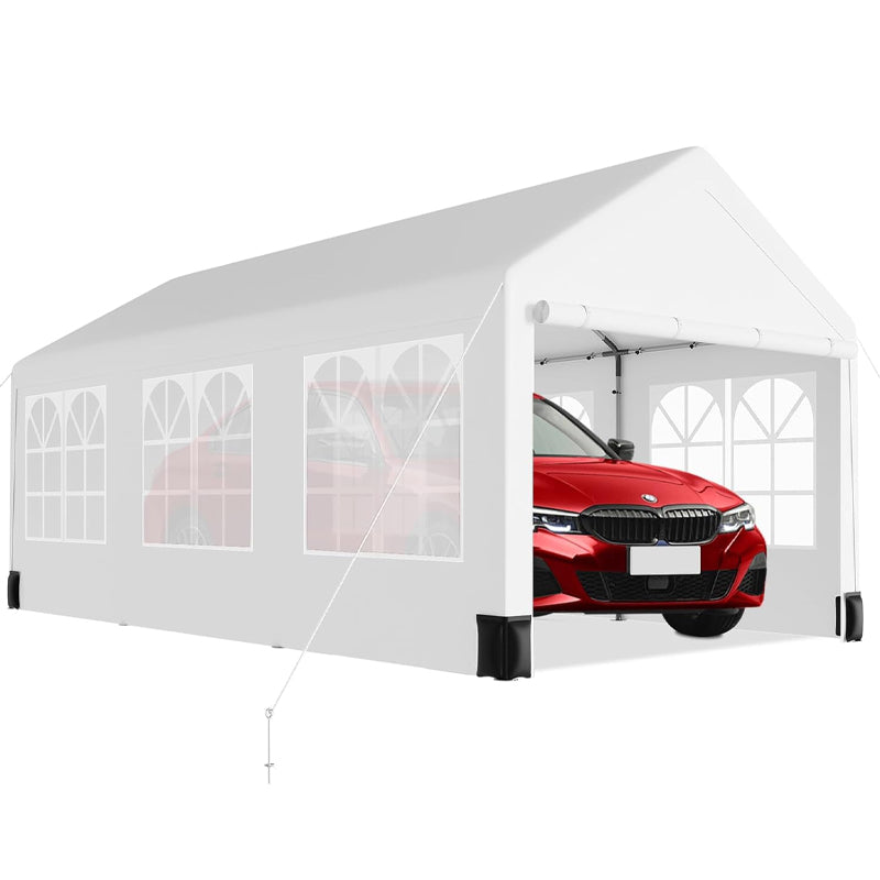 12 x 20 ft Heavy Duty Carport with 6 Roll-up Windows Car Tent Garage for Car SUV Truck Boat