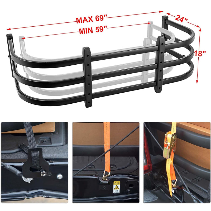 Truck Bed Extender 59"-69" Aluminum Retractable Tailgate Extender for Ford F150/F250 7+Titan 7+Sierra 3+Ram 1500/2500/3500