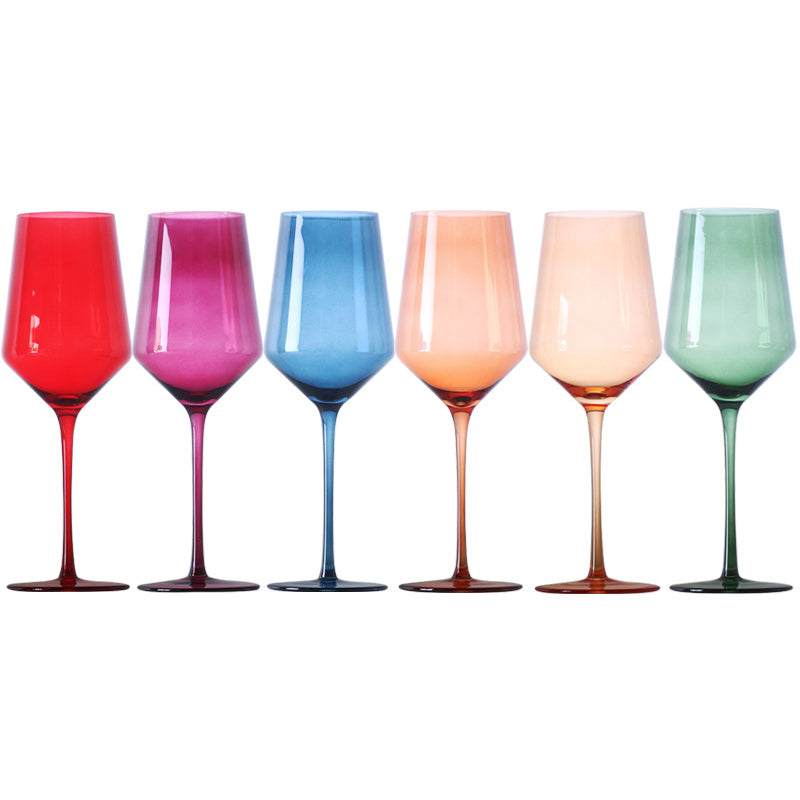 540ml Lead-Free Glass Wine Stemware Multicolor Champagne Glasses Blown Glassware