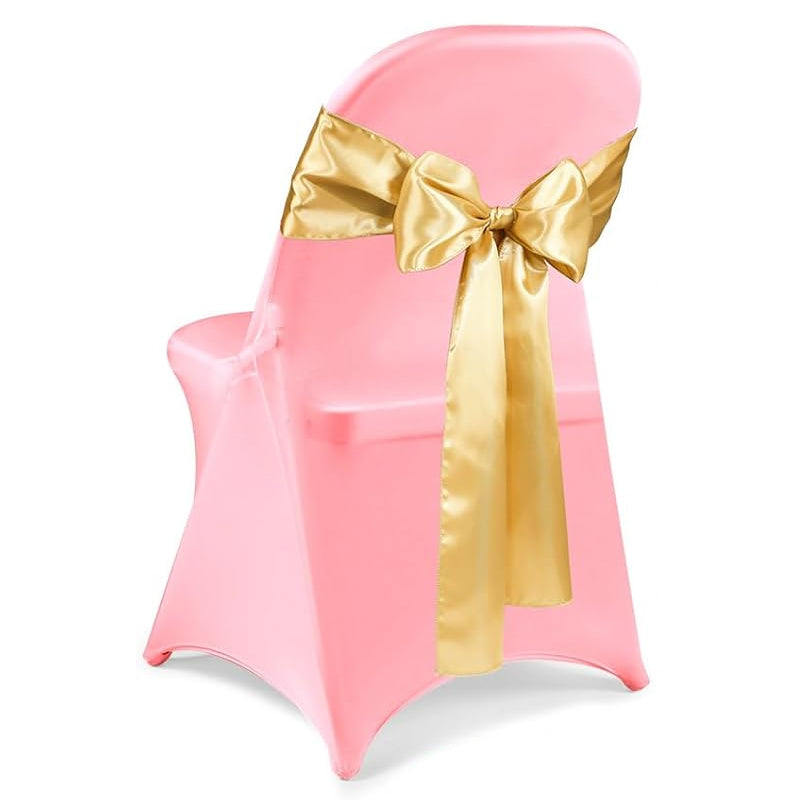 Folding Chair Cover Set 25 Stretch Spandex Slipcovers + 25 Chair Bows for Wedding Event Party