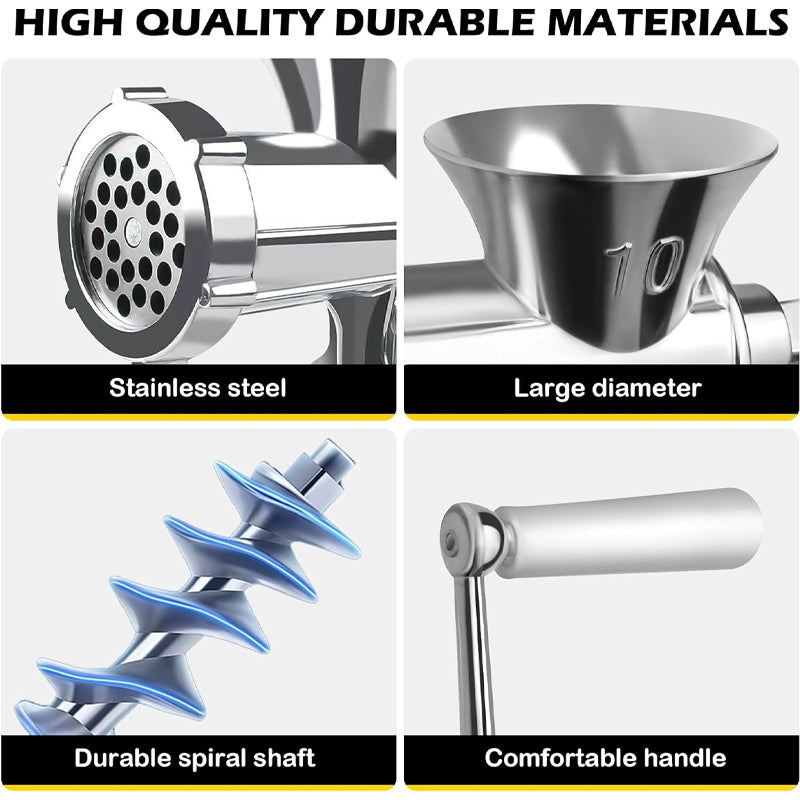 Manual Meat Grinder with 1 Cutting Blade 1 Cutting Plate 3 Sausage Tubes Meat Mincer Sausage Maker