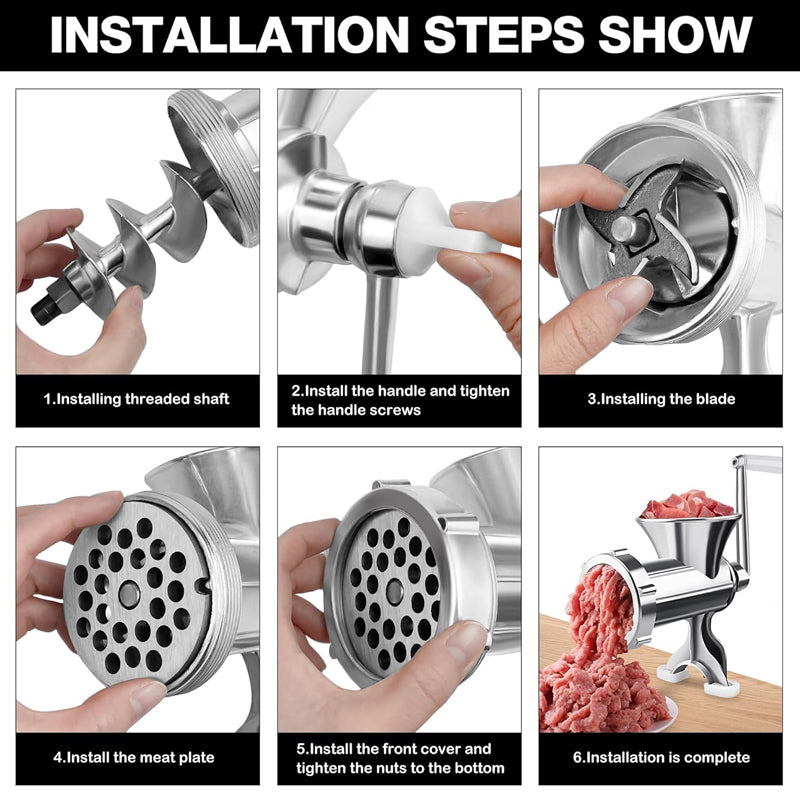 Manual Meat Grinder with 1 Cutting Blade 1 Cutting Plate 3 Sausage Tubes Meat Mincer Sausage Maker