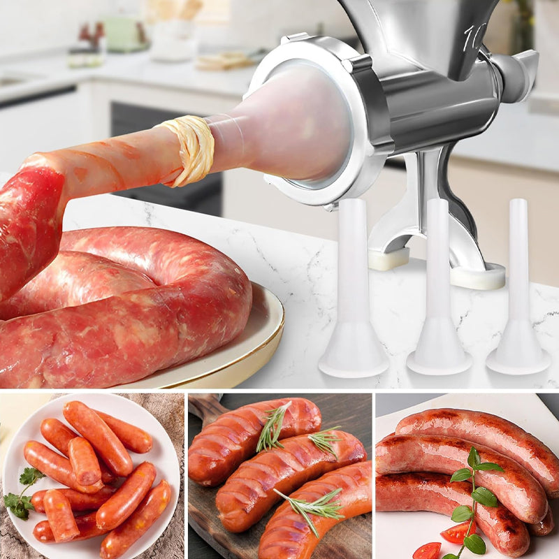 Manual Meat Grinder with 1 Cutting Blade 1 Cutting Plate 3 Sausage Tubes Meat Mincer Sausage Maker