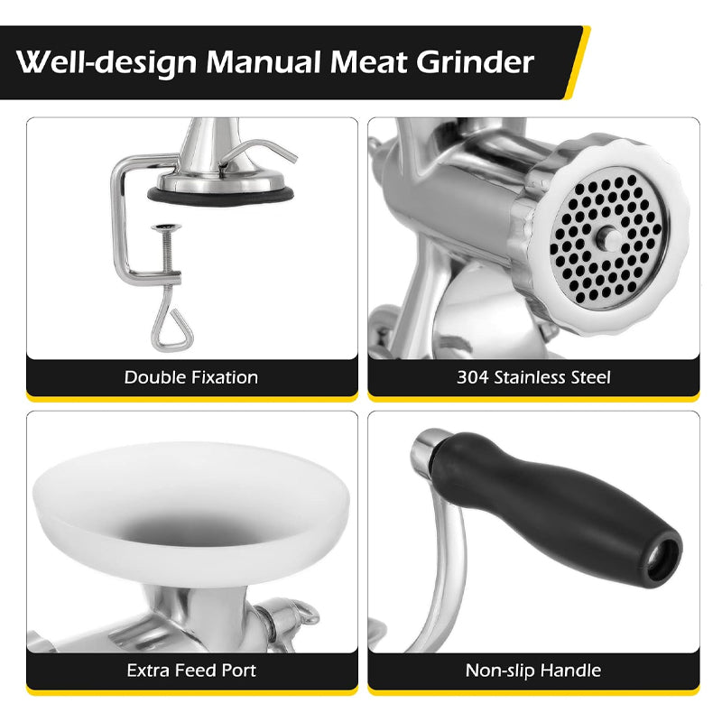 Stainless Steel Manual Meat Grinder Meat Processor Hand Grinding Machine Sausage Stuffer Filler