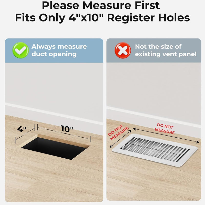 4" x 10" Register Booster Fan Vertical Grille Adjustable Speed Register Hole Aluminum Vent Booster Fan