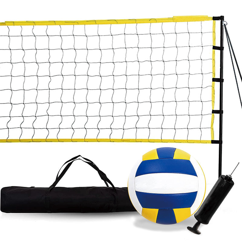 Outdoor Portable Volleyball Net System, Professional Volleyball Set with PVC Volleyball, Pump, Carrying Bag, Heavy Duty Volleyball Net for Backyard, Beach, Lawn