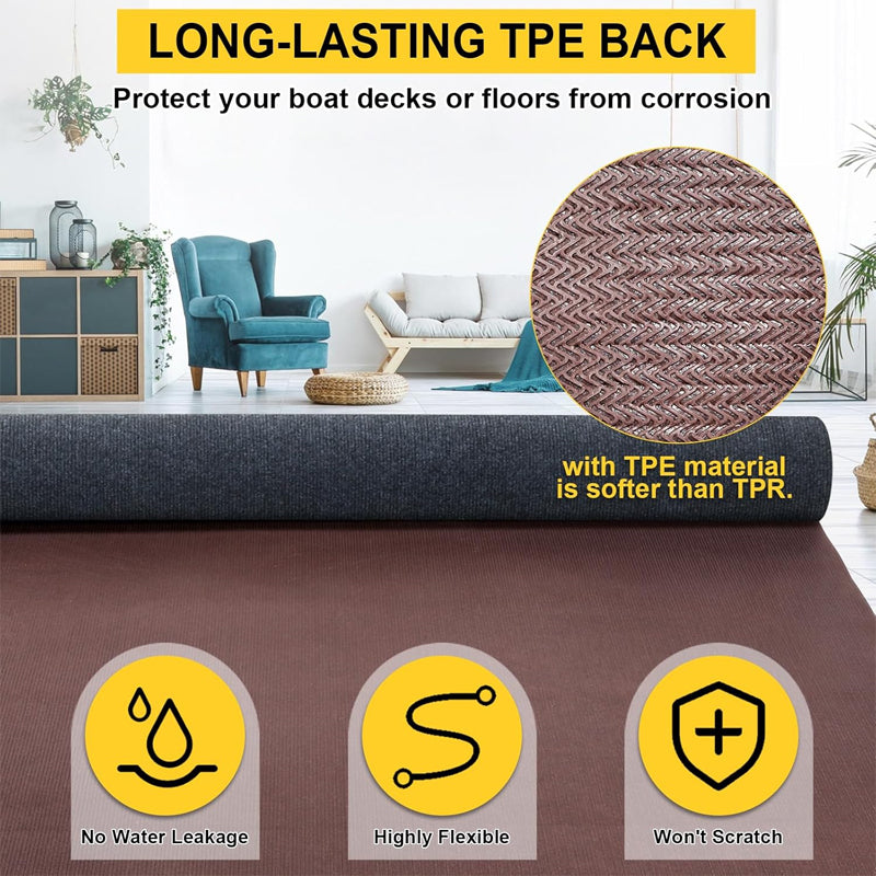 Dark Gray 6 FT × 18 FT Marine Carpet Easy to Cut and Install Boat Carpet Water-Proof TPE Backing