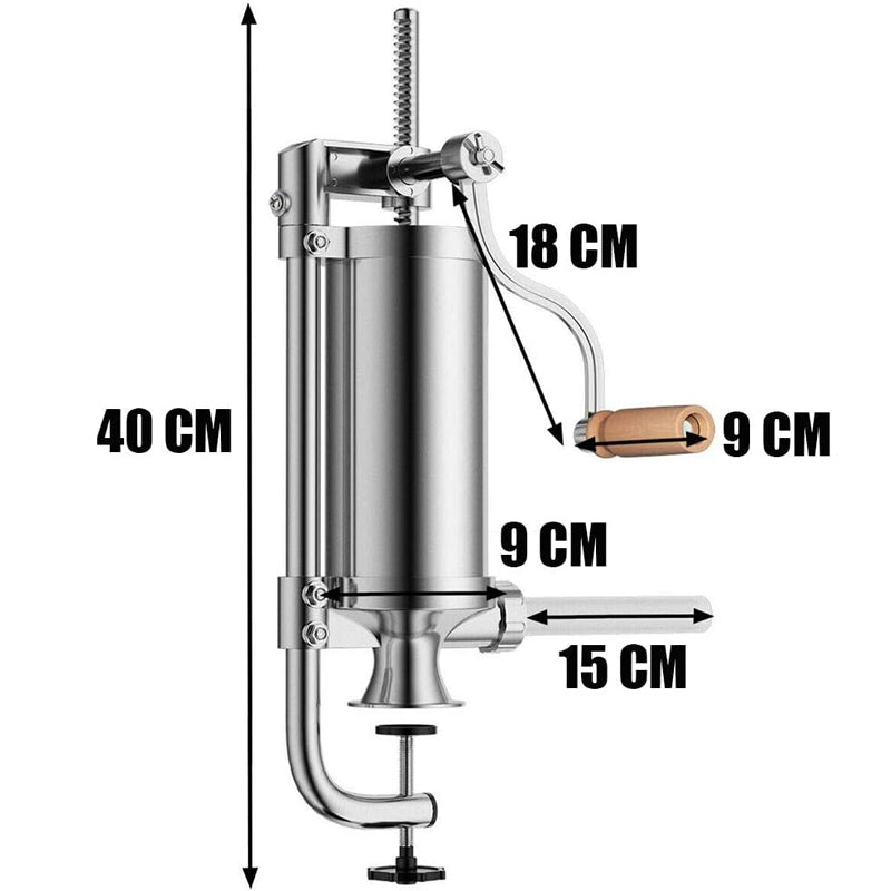 2.5LBS/1.5L Sausage Stuffer Stainless Steel Vertical Sausage Maker Stuffer Home Made Machine
