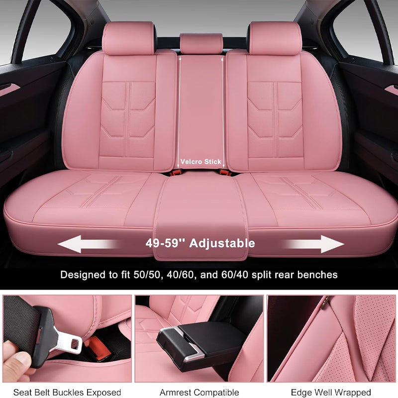 Pink Car Seat Covers Full Set Seat Covers for Cars with Head Pillow Leatherette Auto Seat Protectors