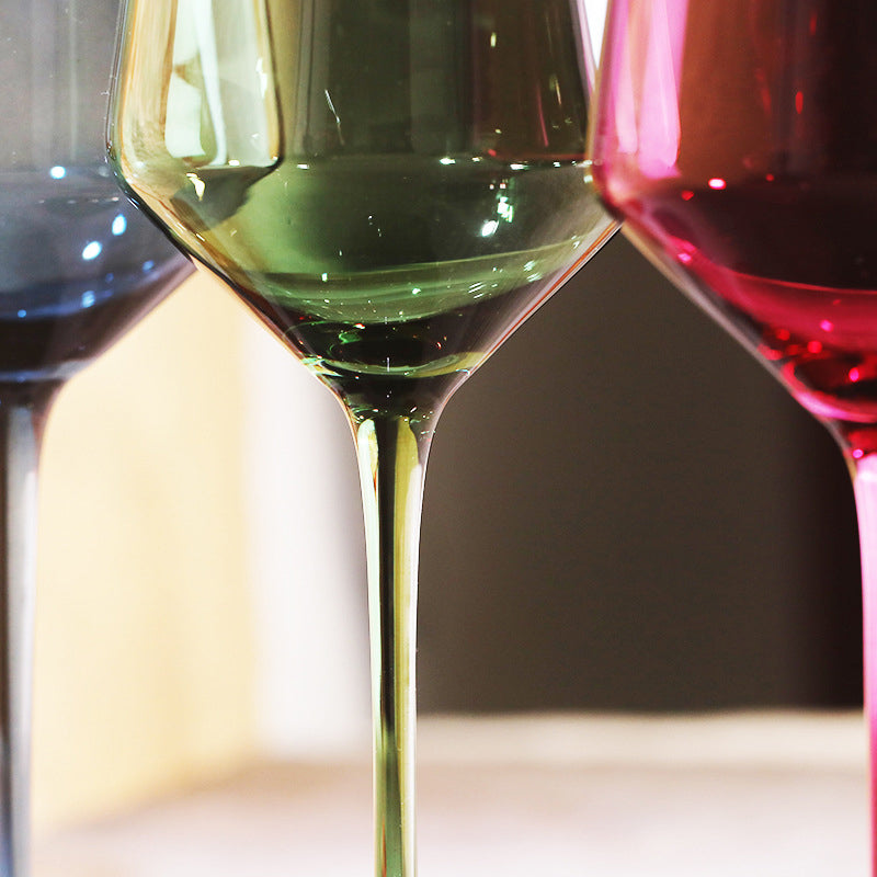 540ml Lead-Free Glass Wine Stemware Multicolor Champagne Glasses Blown Glassware