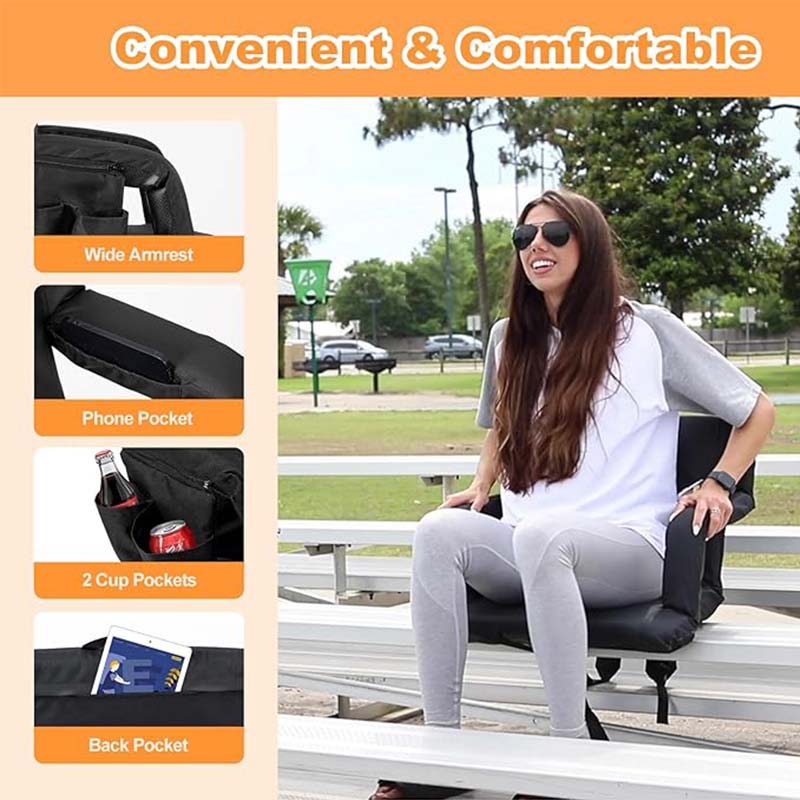 Folding Stadium Seat, Wide Bleacher Seat Backs, Folding Padded Cushion Stadium Chair,Ideal for Sport Event Beach Concert