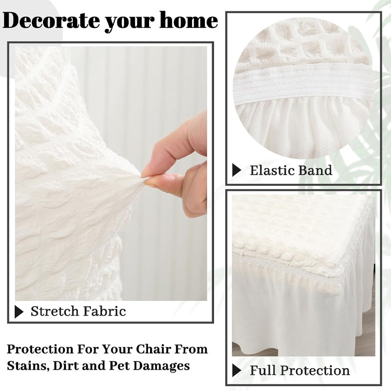 2 Pack Stretch Washable Chair Covers with Skirt Removable Chair Covers for Kitchen Chair