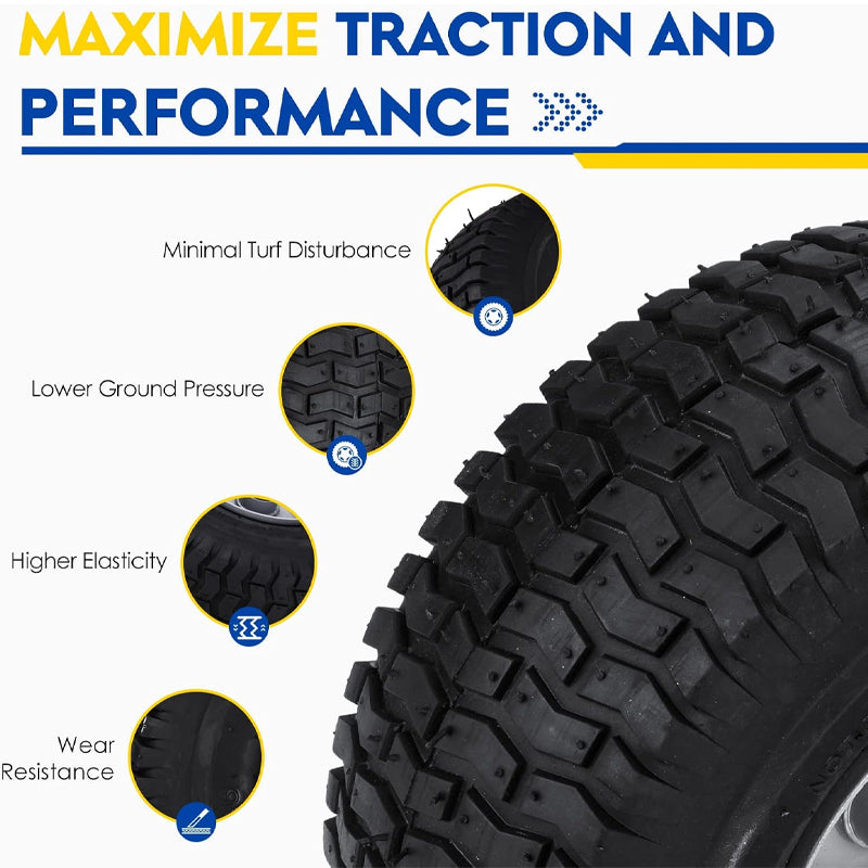 15x6-6" Lawn Mower Tires 2pcs Turf Tires 3" Centered Hub 3/4" Bushing for Riding Mowers