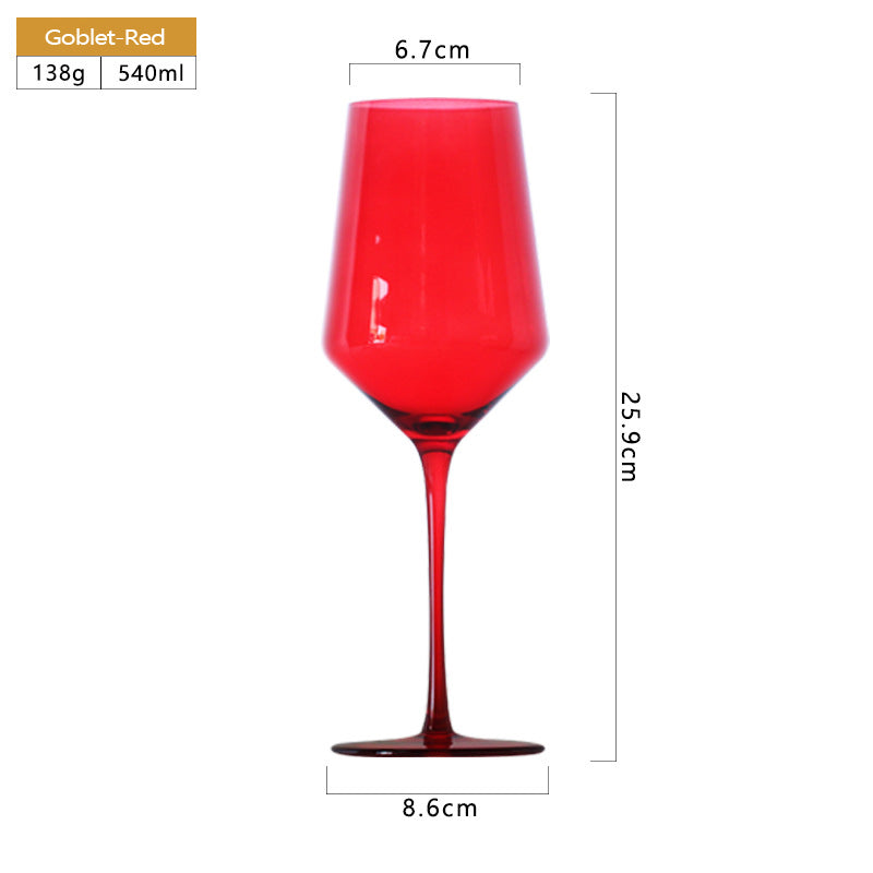 540ml Lead-Free Glass Wine Stemware Multicolor Champagne Glasses Blown Glassware
