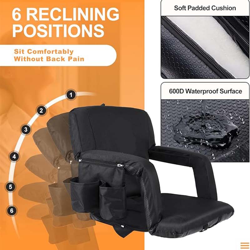 Folding Stadium Seat, Wide Bleacher Seat Backs, Folding Padded Cushion Stadium Chair,Ideal for Sport Event Beach Concert